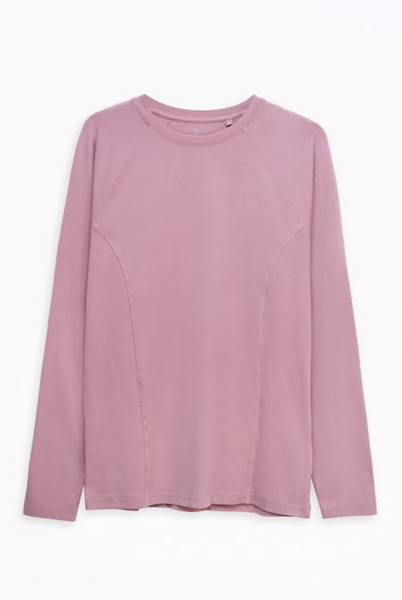 Pink Raglan With Side Panel Rib T-Shirt