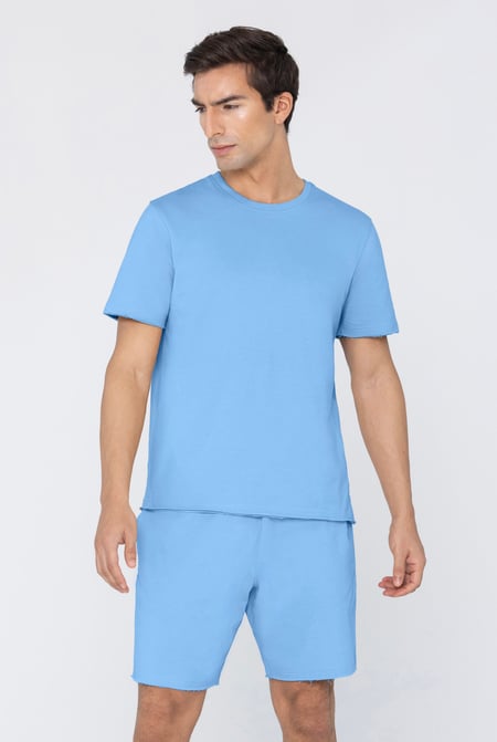 Mens Blue Regular Fit T-Shirt & Shorts Set
