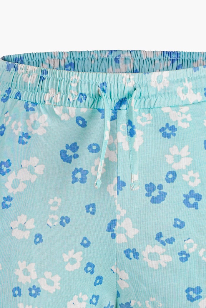 Womens Ruffle Hem Printed Shorts