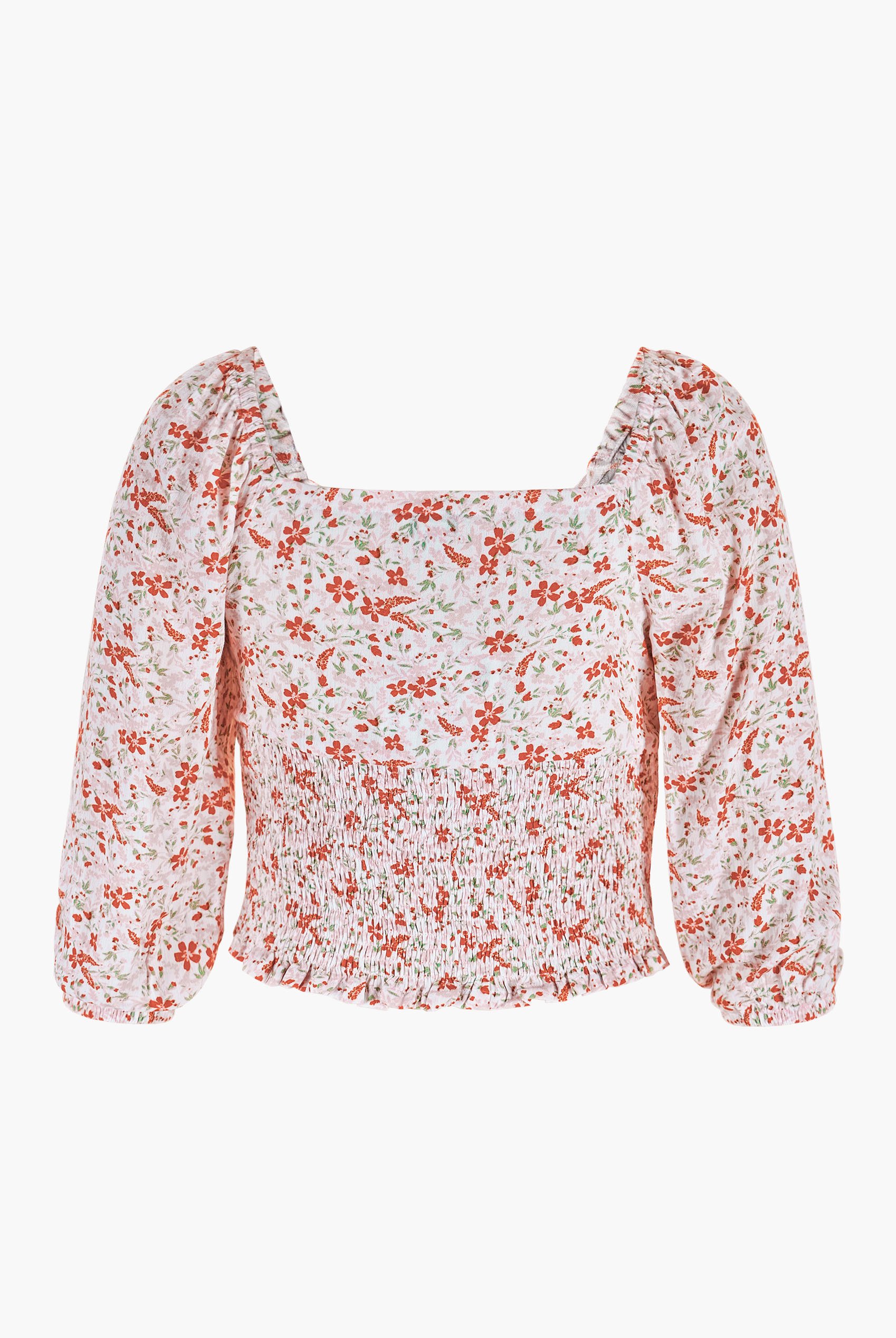 Floral Bardot Smocked Crop Top