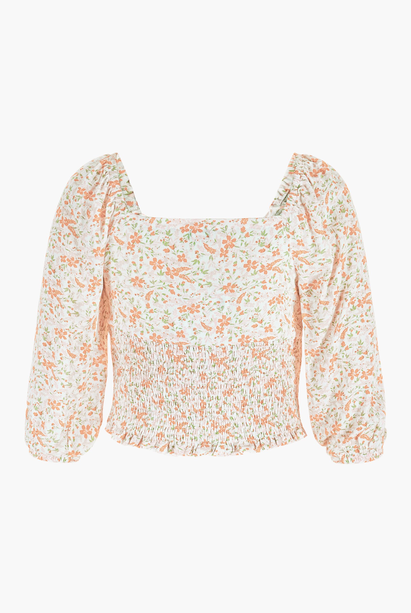 Floral Bardot Smocked Crop Top