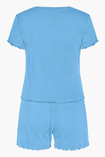 Blue Deep V-Neck Lounge Set