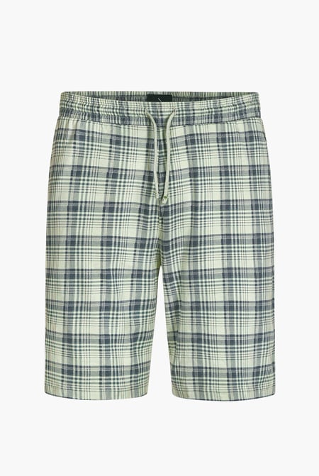 Green Check Print Jersey Shorts