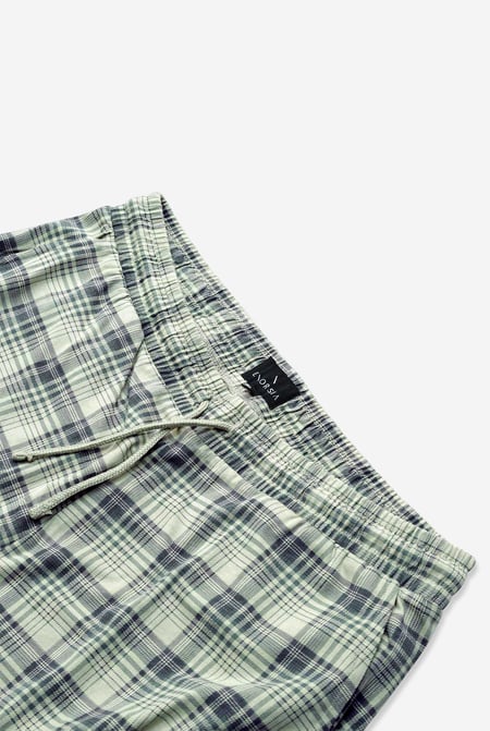 Green Check Print Jersey Shorts