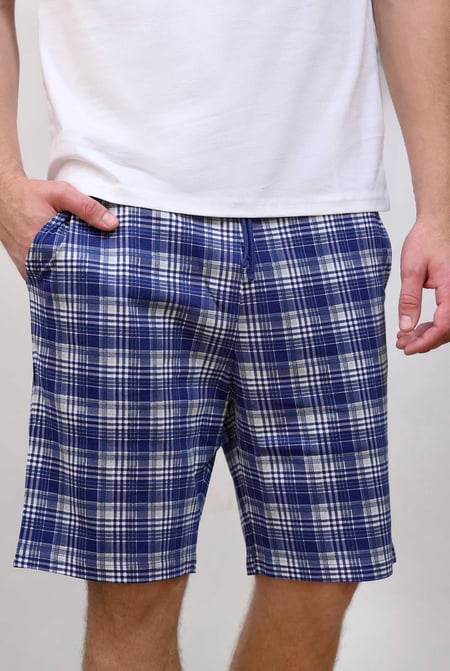 Green Check Print Jersey Shorts