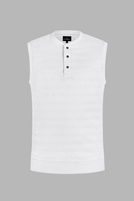 White Sleeveless Henley Vest Top