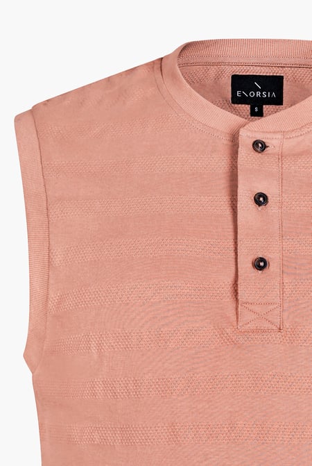Brown Sleeveless Henley Vest Top