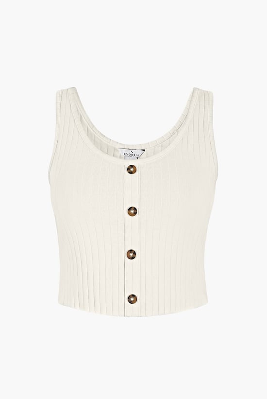 Ribbed Front Button Tank Top
