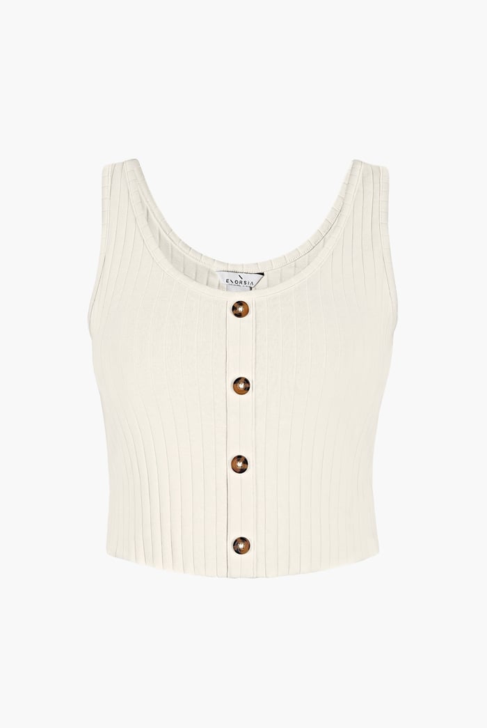 Ribbed Front Button Tank Top