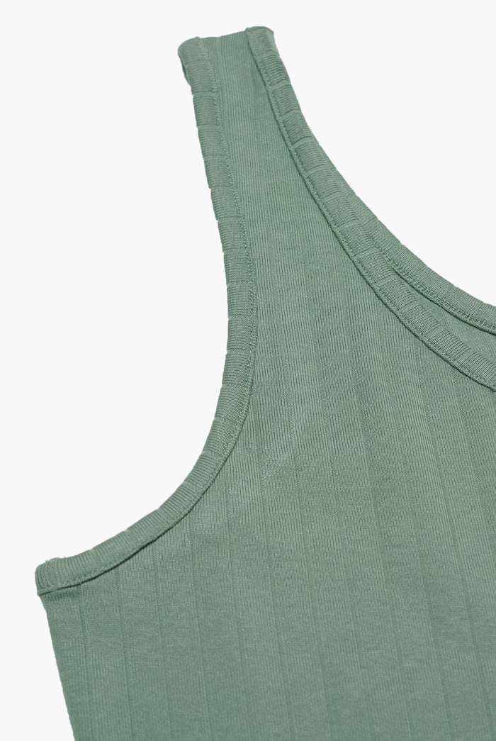 Ribbed Front Button Tank Top