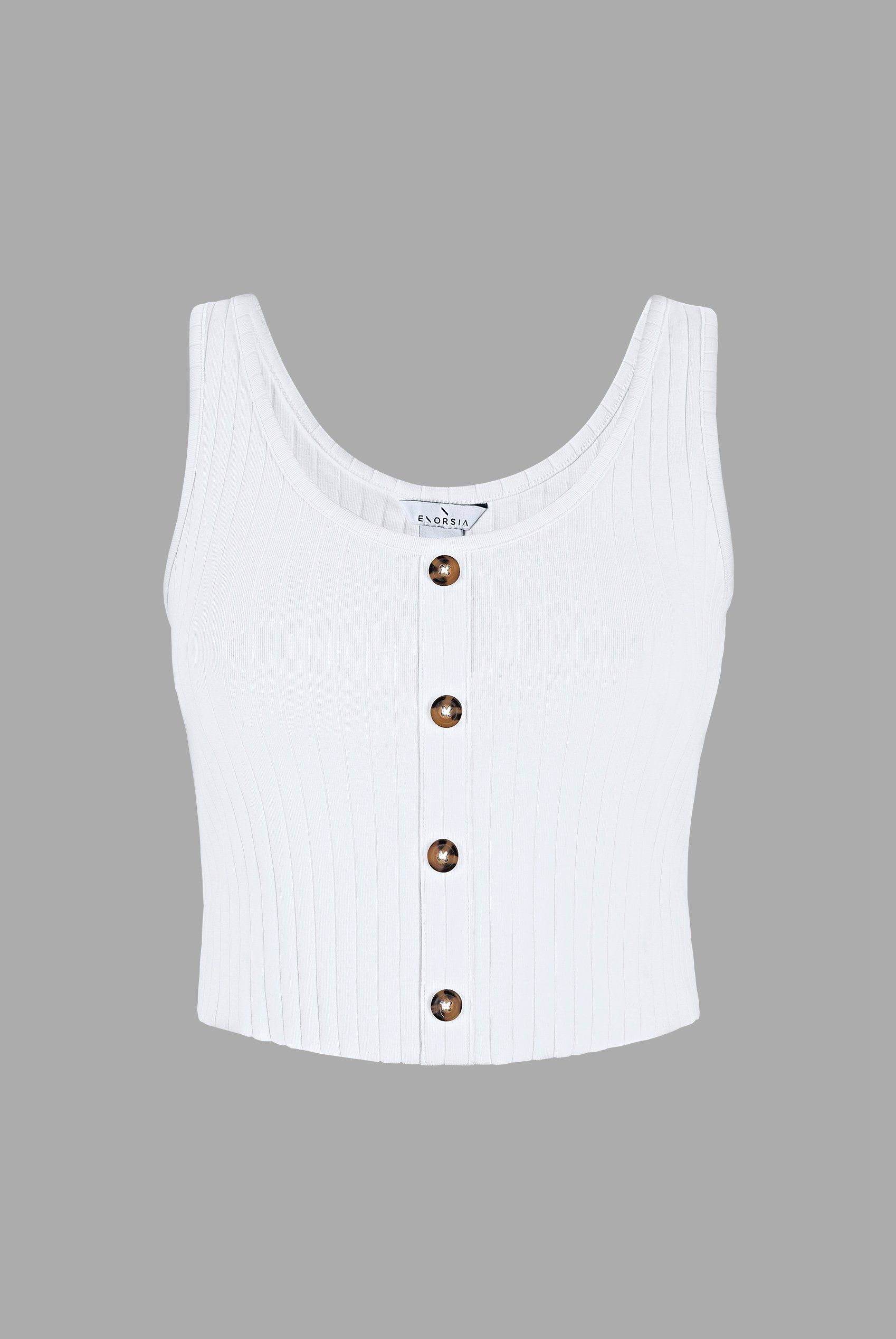 Ribbed Front Button Tank Top