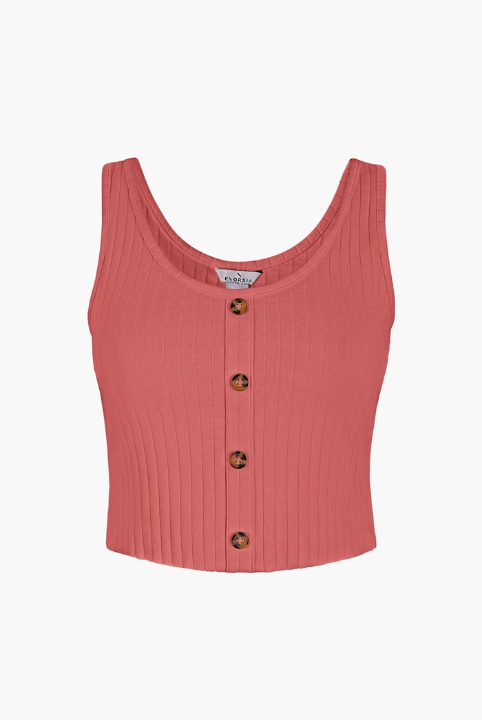 Ribbed Front Button Tank Top