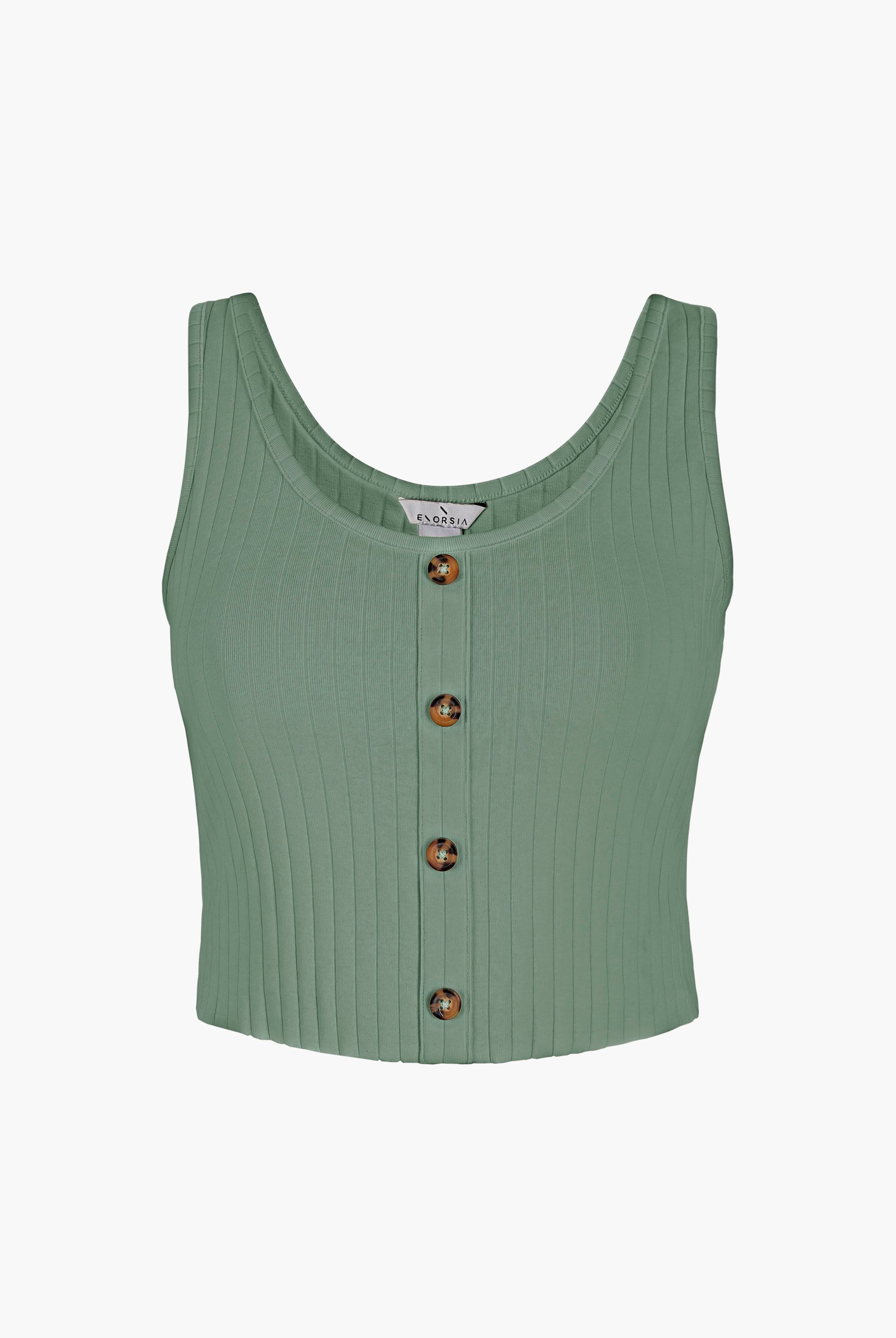 Ribbed Front Button Tank Top
