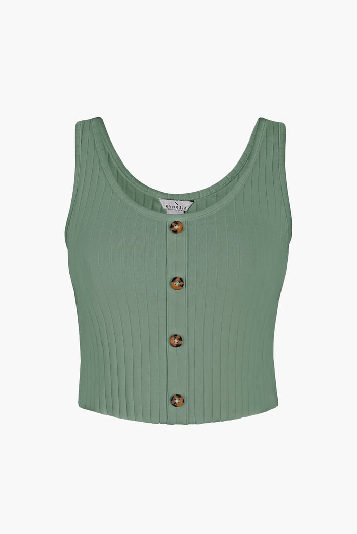 Ribbed Front Button Tank Top