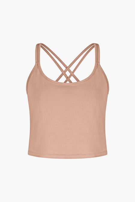 Brown Cross Back Crop Cami