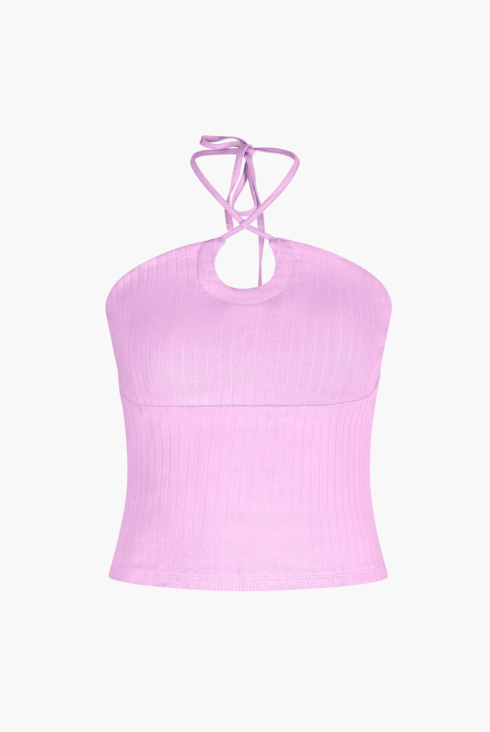Halter Neck Ribbed Cami Vest Top