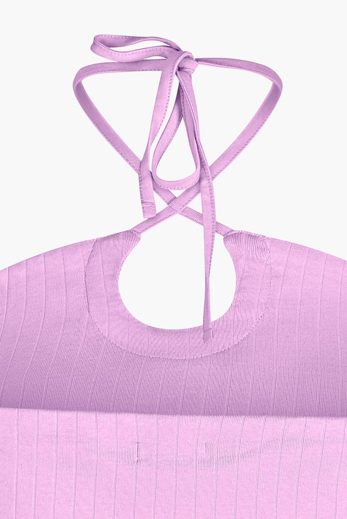 Halter Neck Ribbed Cami Vest Top