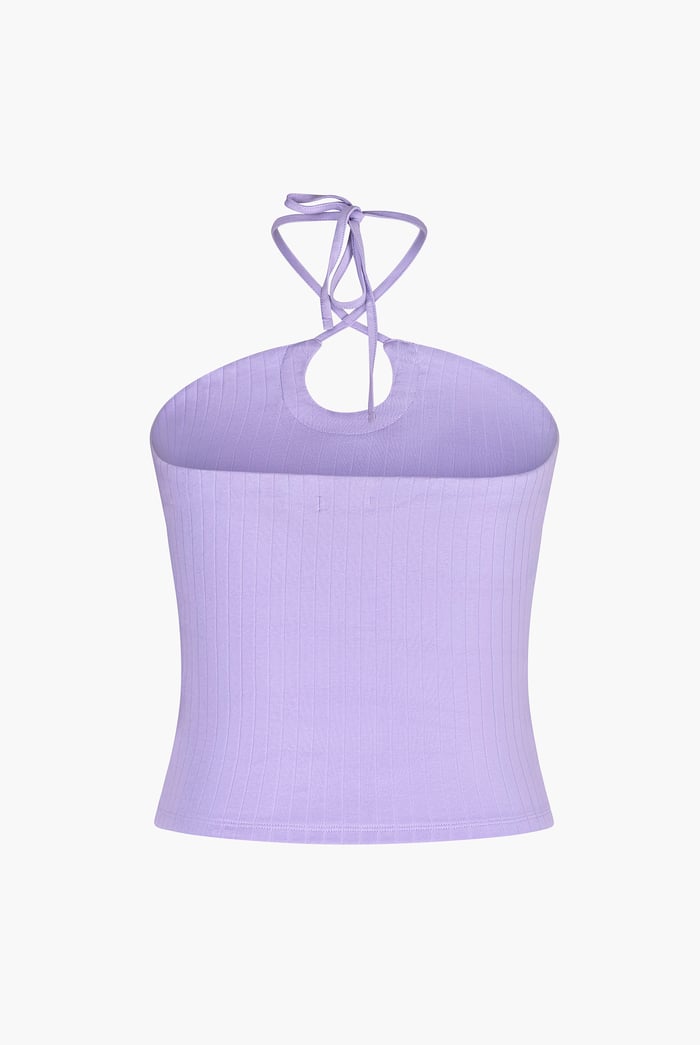 Halter Neck Ribbed Cami Vest Top