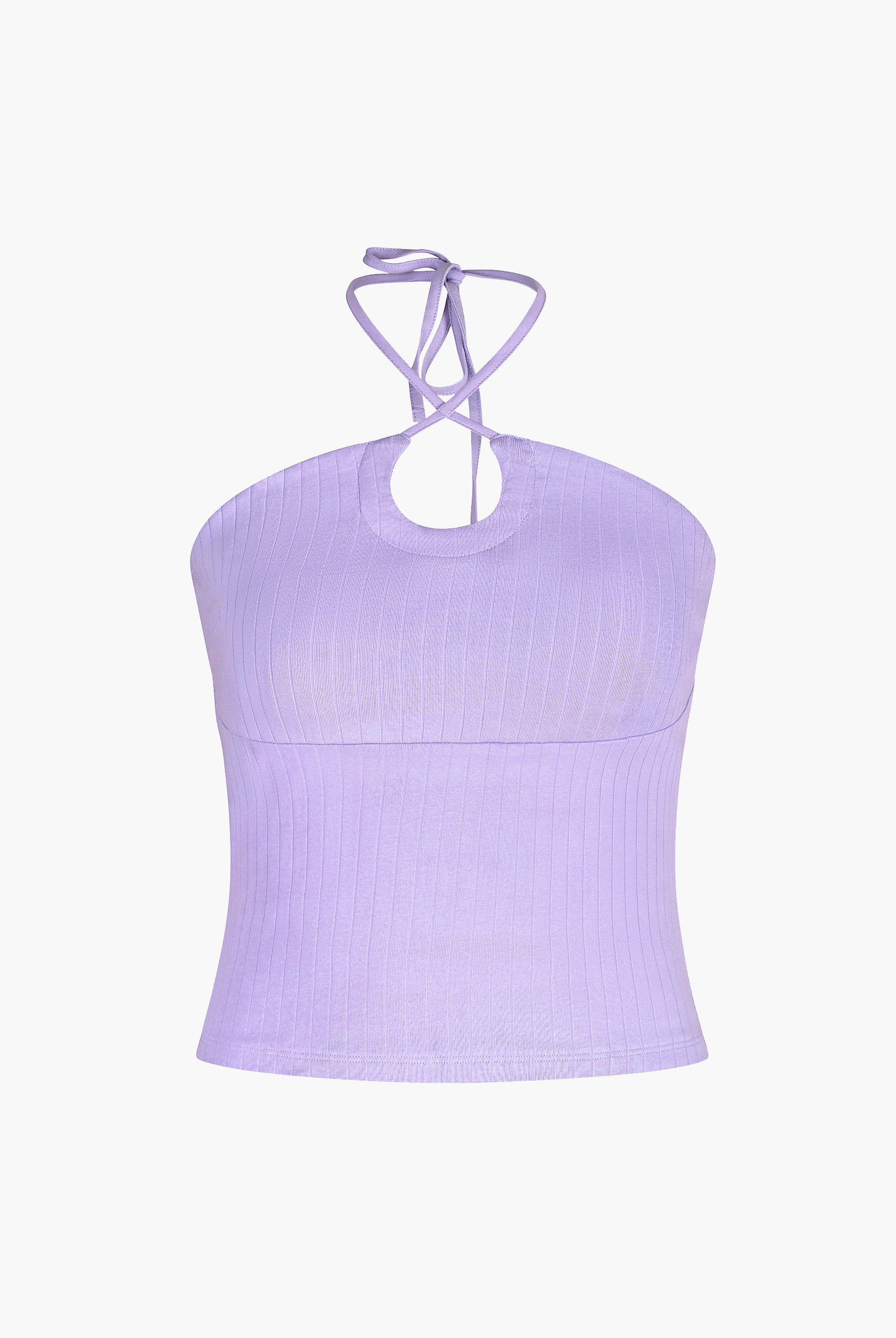 Halter Neck Ribbed Cami Vest Top