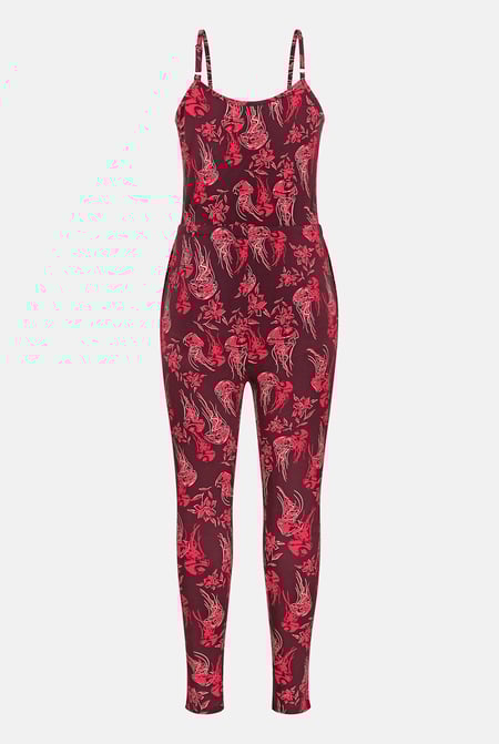 Women's Red Slim Fit Cami Jumpsuit