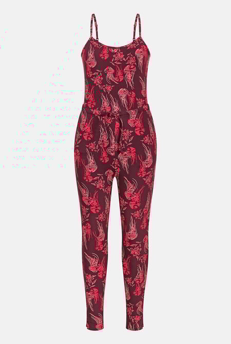 Women's Red Slim Fit Cami Jumpsuit