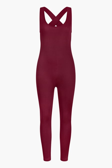 Black Criss-Cross Back Ribbed Bodysuit