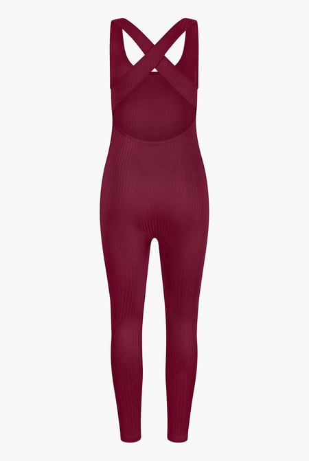 Red Criss-Cross Back Ribbed Bodysuit