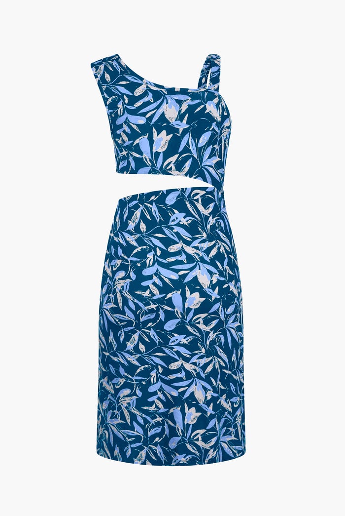 Women's Printed Midi Dress with Cut-Out Detail
