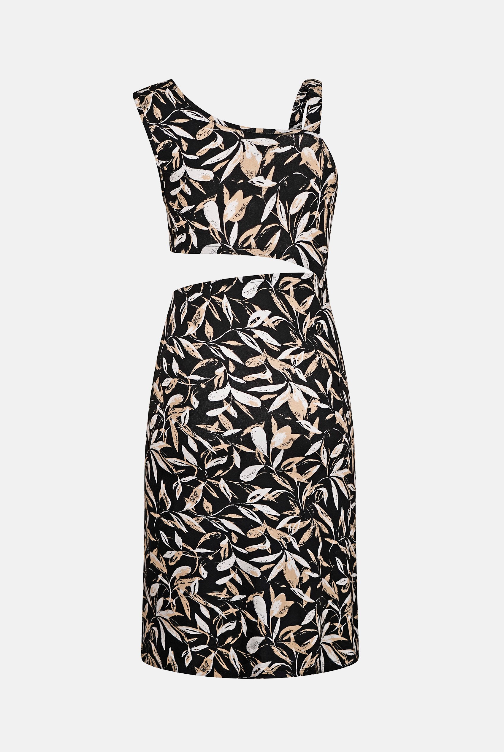 Women's Printed Midi Dress with Cut-Out Detail