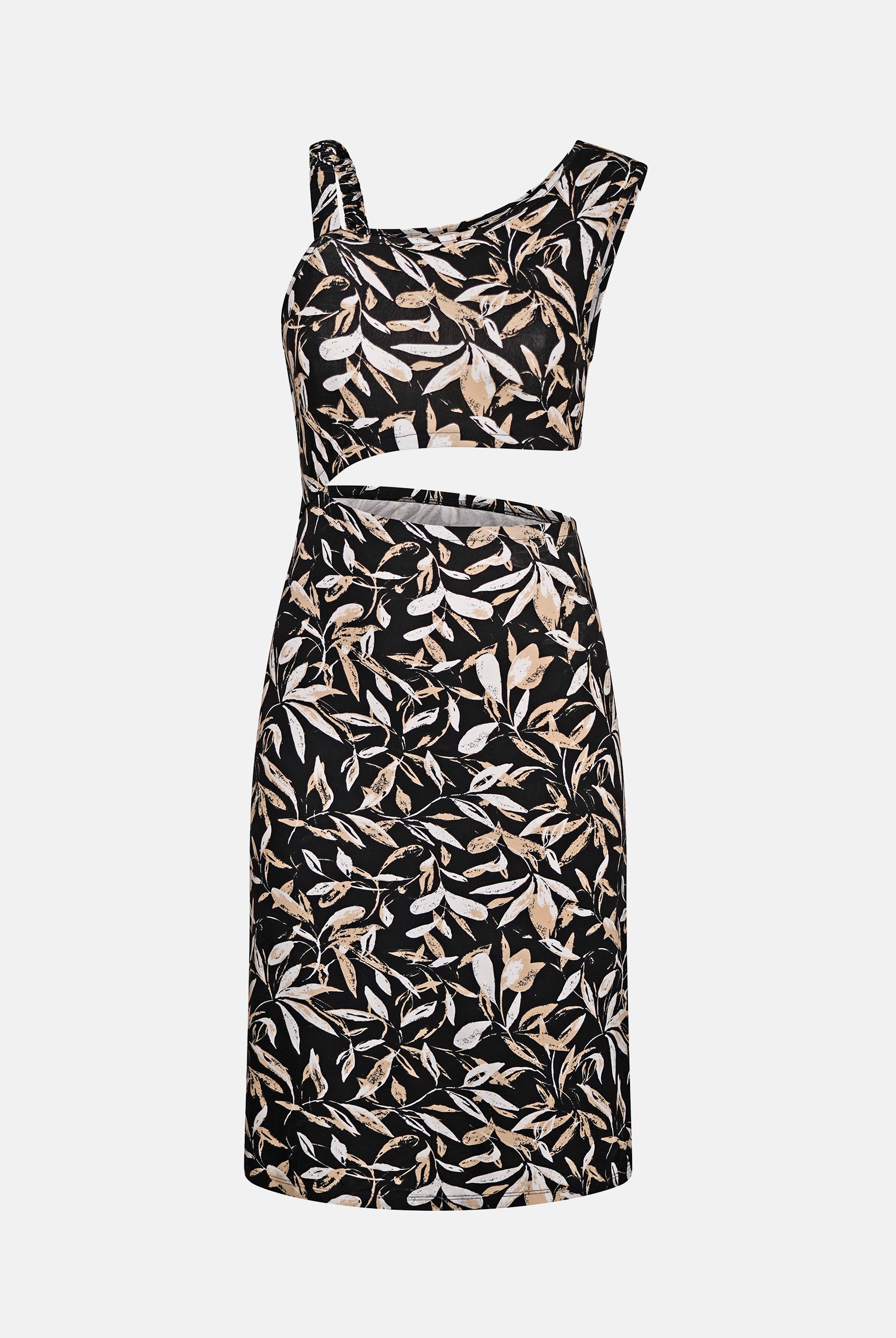 Women's Printed Midi Dress with Cut-Out Detail