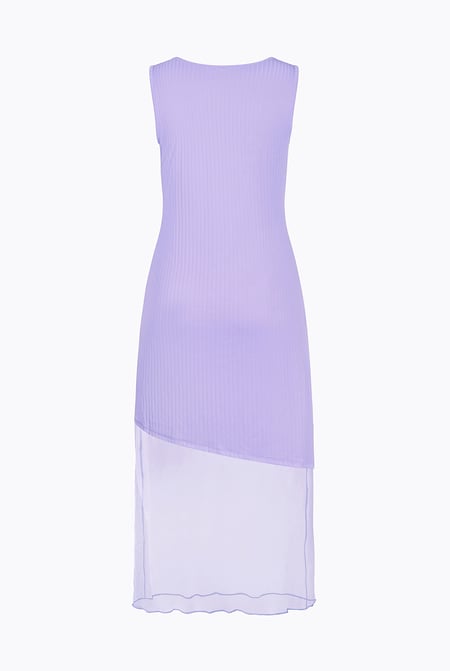 Purple Chic Slim-Fit Dress with Mesh Detail