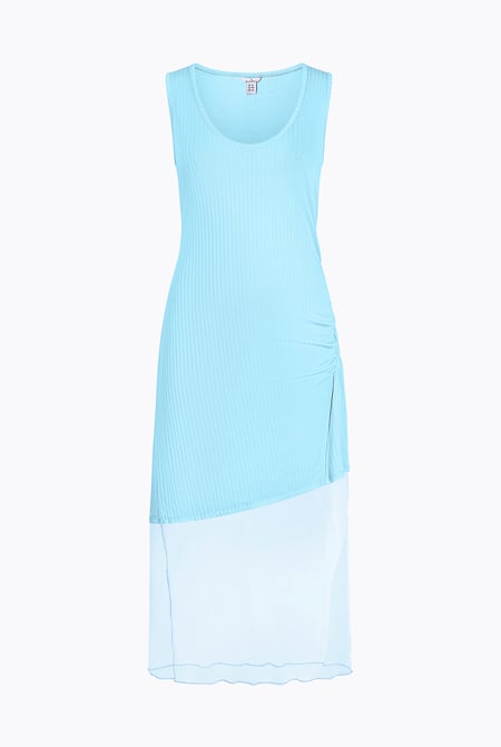 Purple Chic Slim-Fit Dress with Mesh Detail