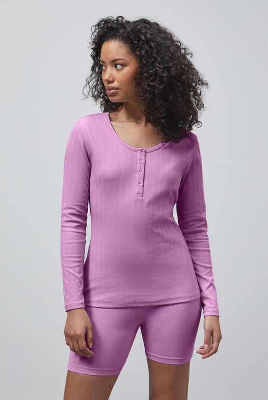 Ribbed Cycling Shorts & LS T-Shirt  Set