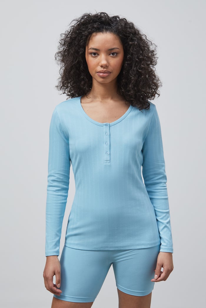Ribbed Cycling Shorts & LS T-Shirt  Set