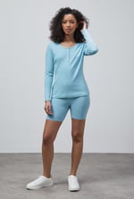 Ribbed Cycling Shorts & LS T-Shirt  Set