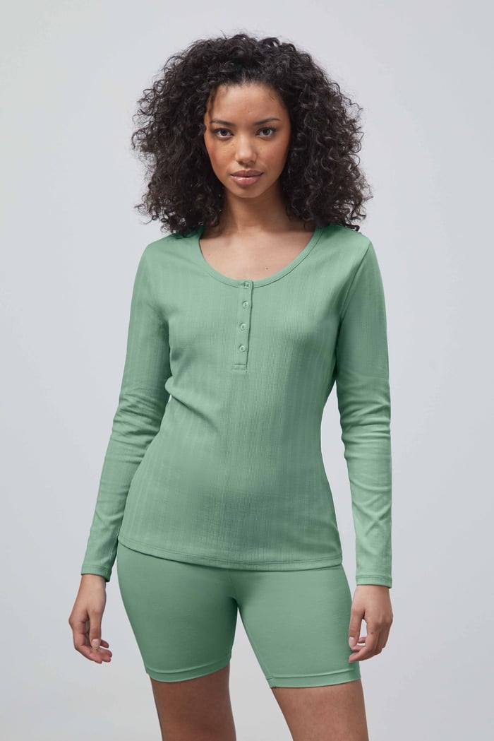 Ribbed Cycling Shorts & LS T-Shirt  Set
