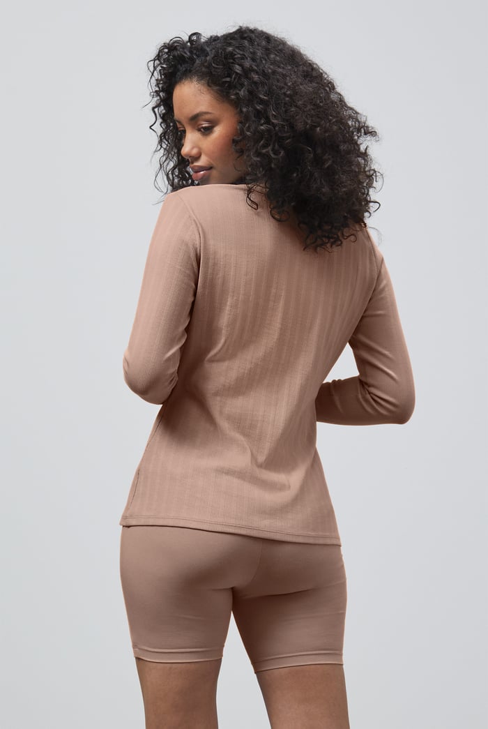 Ribbed Cycling Shorts & LS T-Shirt  Set
