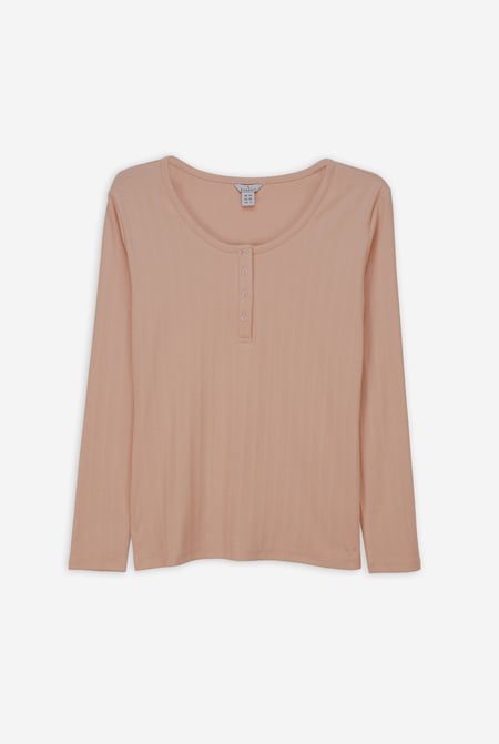 Brown Ribbed Cycling Shorts & LS T-Shirt  Set