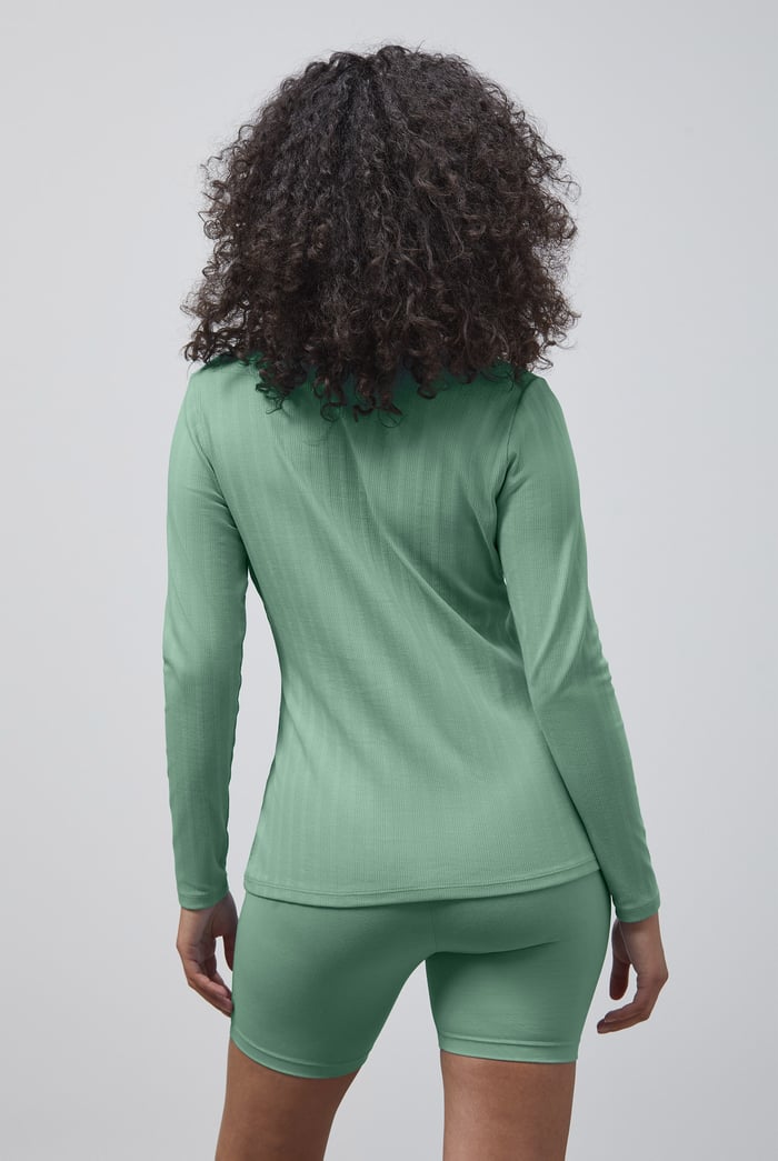 Ribbed Cycling Shorts & LS T-Shirt  Set