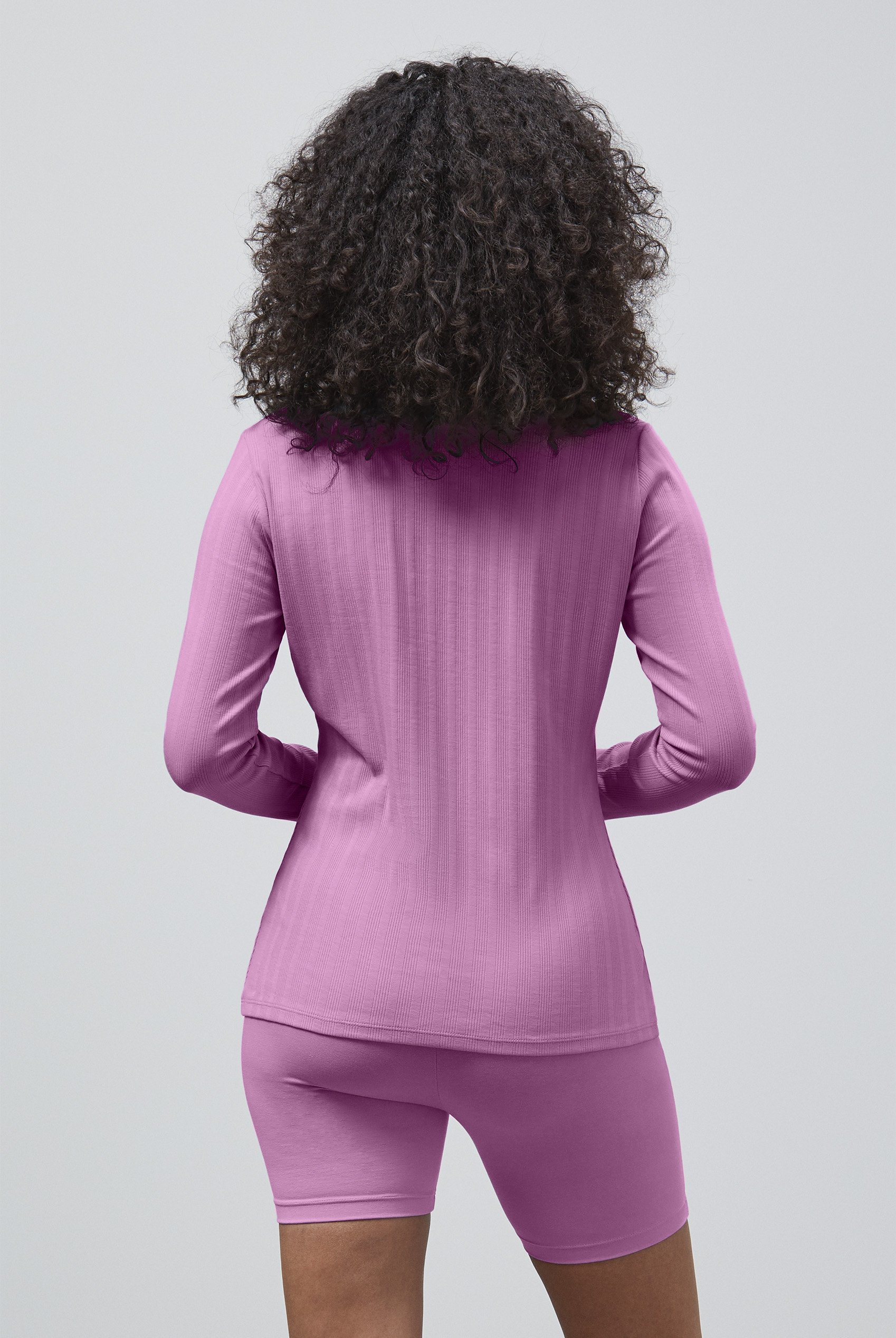 Ribbed Cycling Shorts & LS T-Shirt  Set