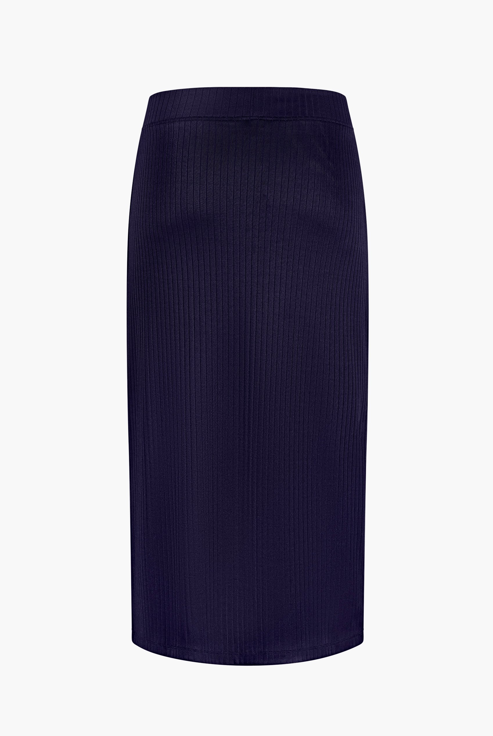 Button Front Ribbed Midi Skirt