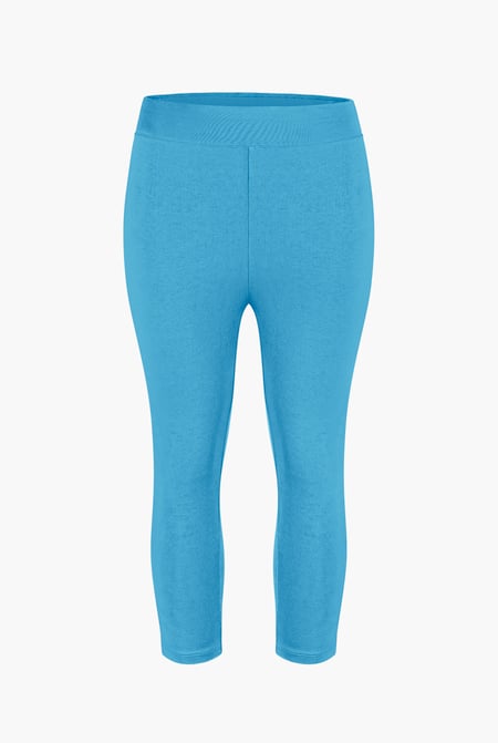 Blue Stretchy Cropped Leggings