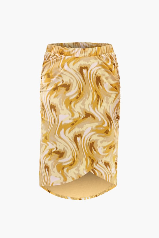 Womens Ruched Warp Midi Skirt