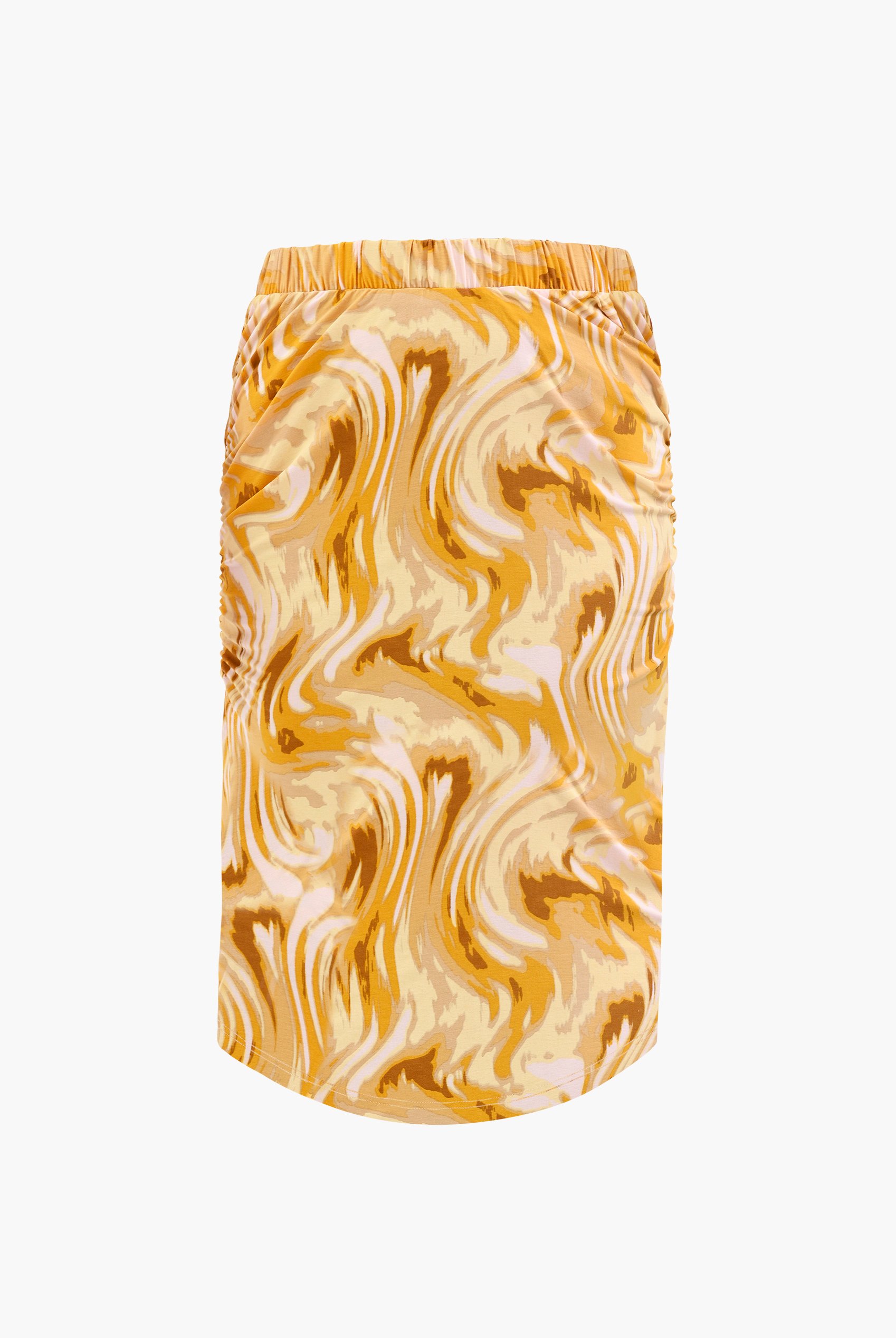 Womens Ruched Warp Midi Skirt