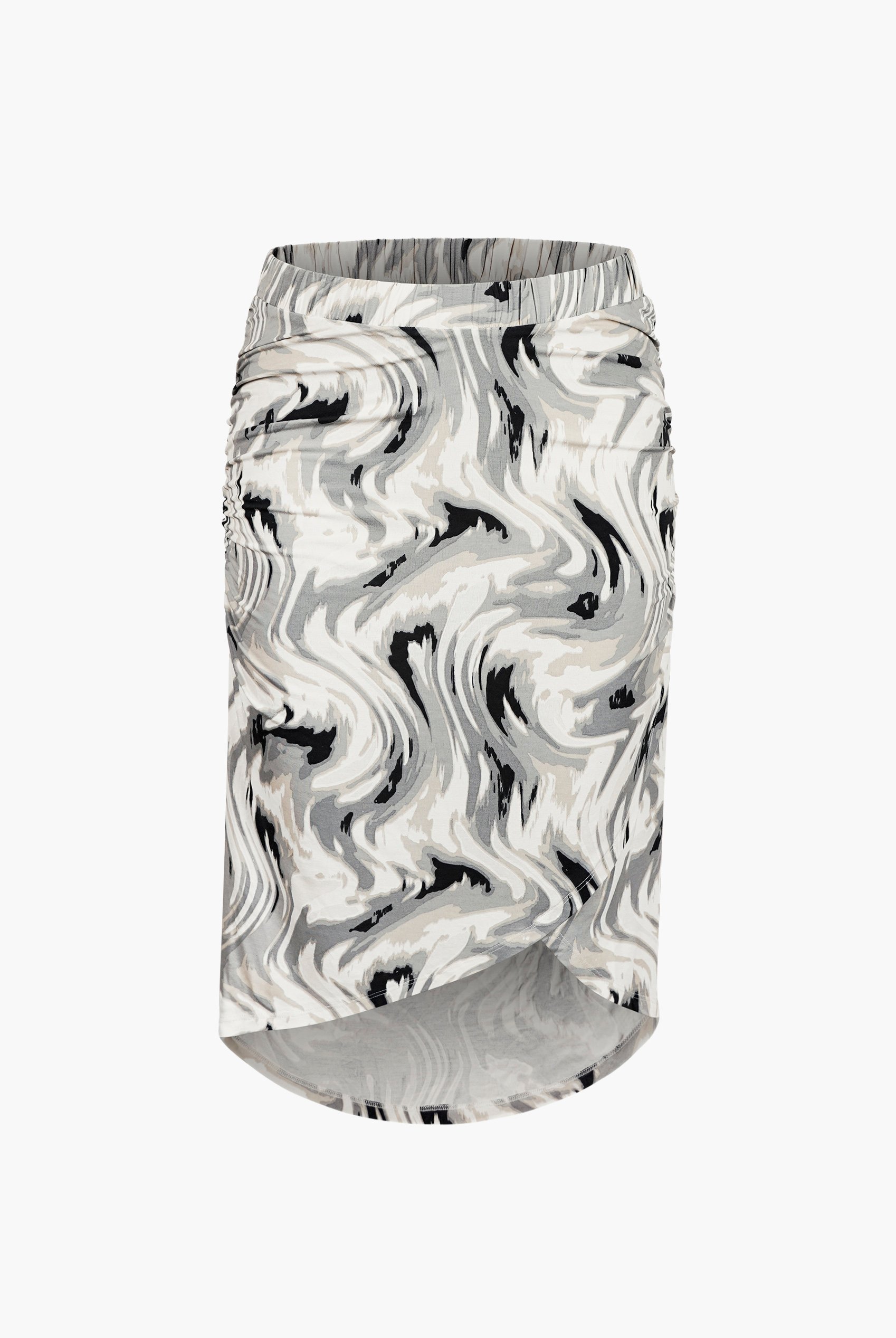 Womens Ruched Warp Midi Skirt