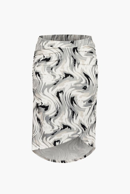 Womens White Ruched Warp Midi Skirt