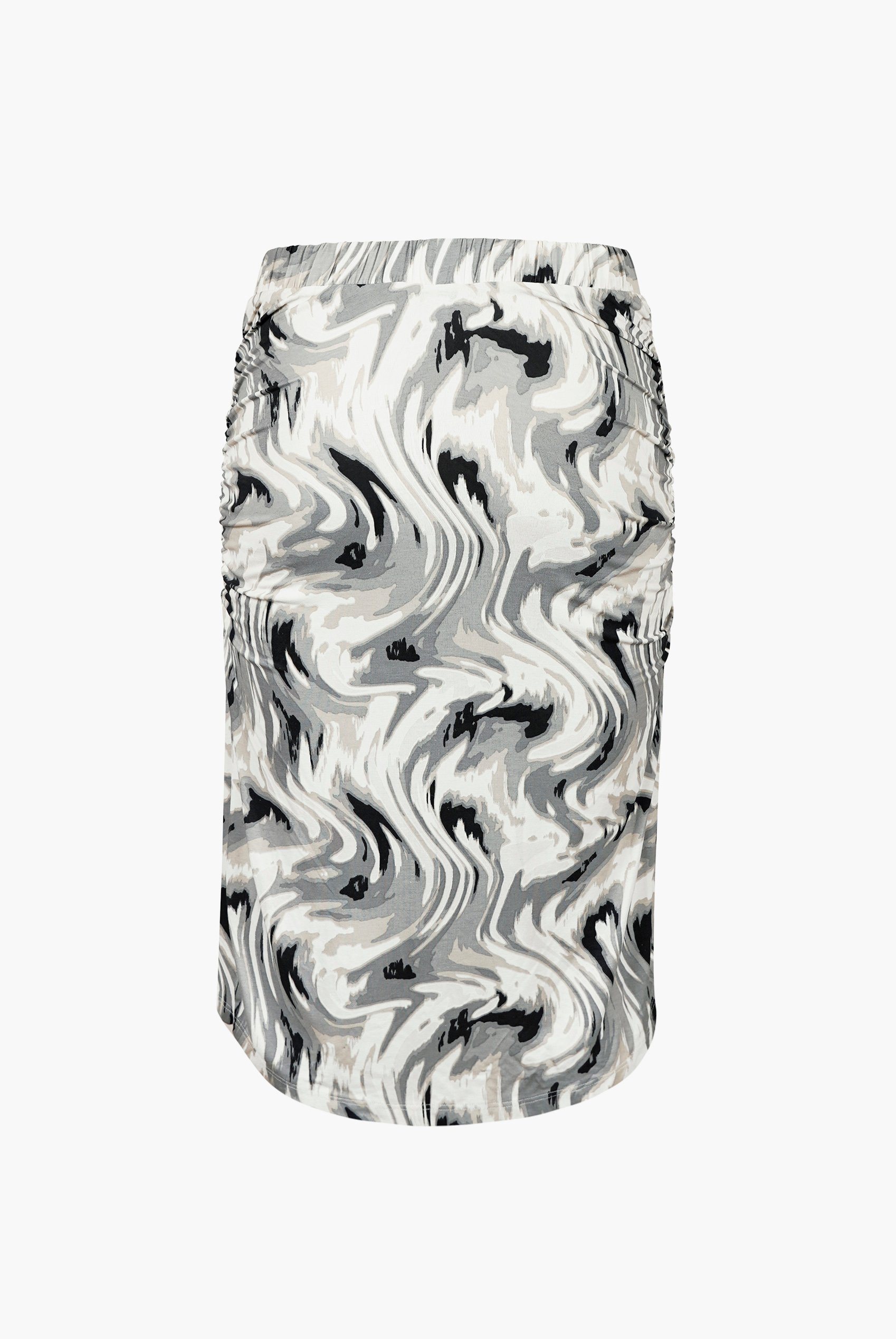 Womens Ruched Warp Midi Skirt