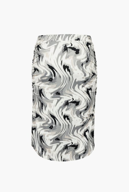 Womens White Ruched Warp Midi Skirt
