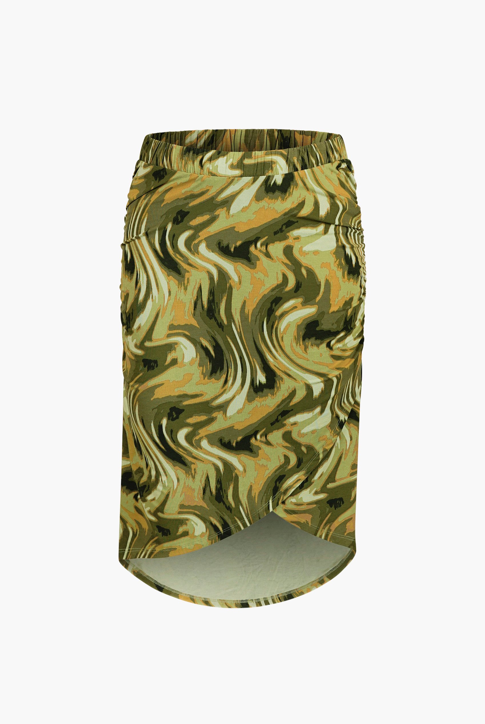 Womens Ruched Warp Midi Skirt