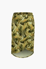 Womens Ruched Warp Midi Skirt